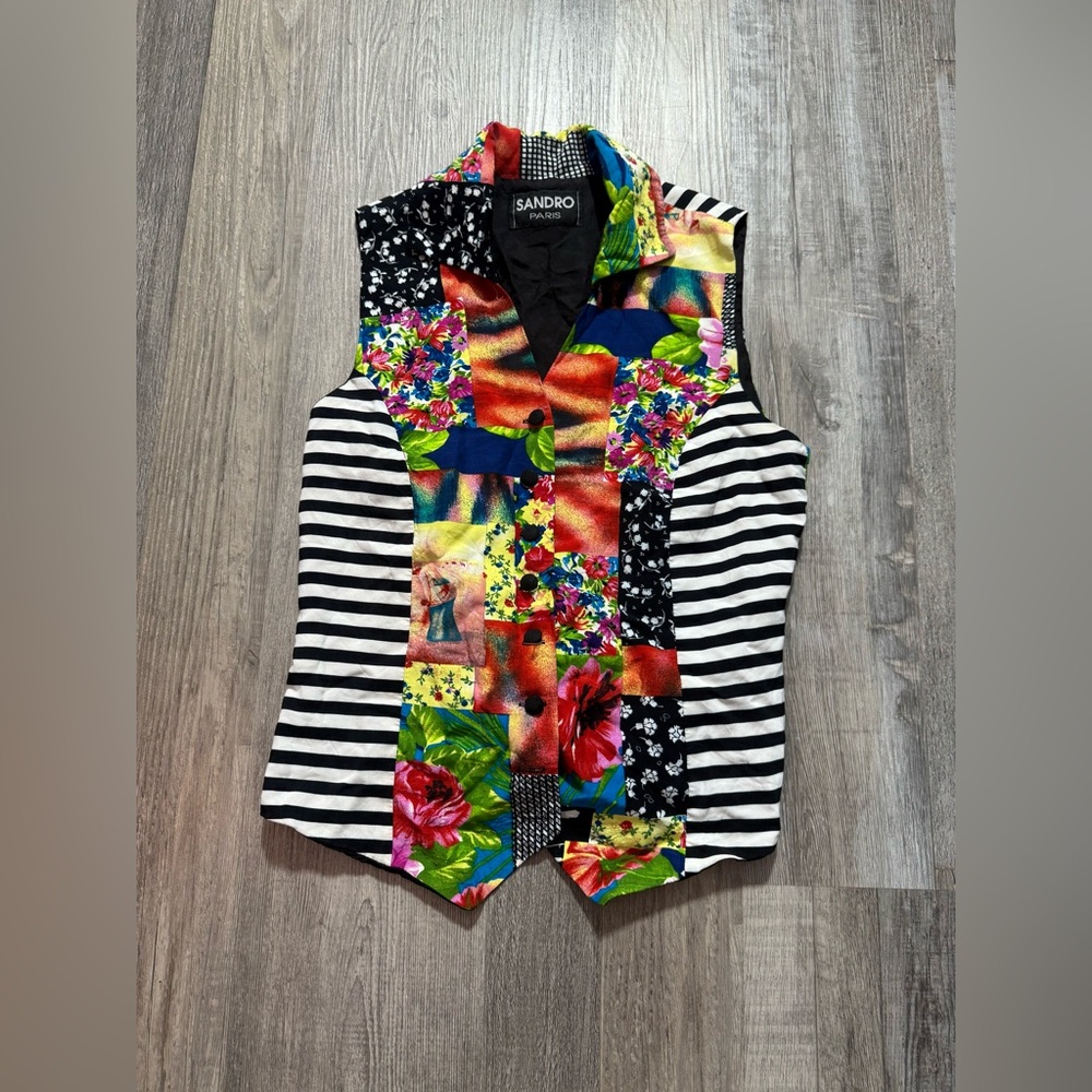 Sandro Paris Multicolor Patchwork Vest, Women's S… - image 1